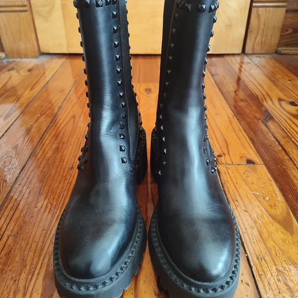 Ash Black Studded Heeled Boots - Picture 2 of 12